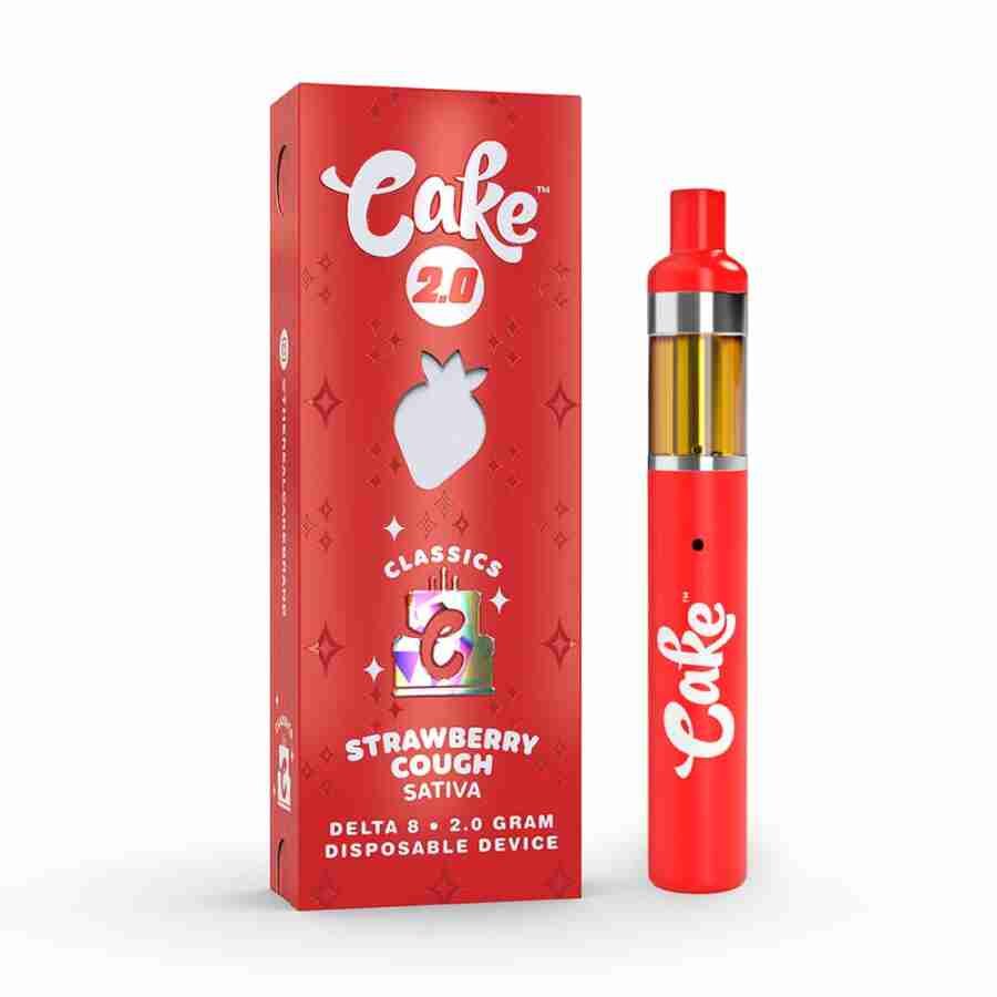 The Cake Delta 8 2.0 vape pen has replaced the discontinued 1.5g model. Cake Delta 8: Why should you choose it? To ensure 100% authenticity, D8SuperStore sources all Cake products directly from the manufacturer. The new Cake packaging features enhanced authorization technology to prevent unauthorized copies. The Cake disposable vape pen contains 2 grams of pure Delta 8 THC mixed with organic terpenes. Cake 2 gram Disposables Flavor Banana Runtz – Indica Blueberry Cookies – Indica Blue Dream – Sativa Cereal Milk – Sativa Gelato 41 – Hybrid OG Kush – Indica Purple Punch – Hybrid Strawberry Cough – Sativa Strawberry Sour Diesel – Sativa Texas Poundcake – Indica Thin Mint Shake – Hybrid Wedding Cake – Indica White Runtz – Hybrid Certificate of Analysis Indicas Sativas Hybrids Cake 2.0 Delta 8 Disposable Vape Pens (2 Grams) There are 14 Cake Strains (Indica, Sativa, and Hybrid) Each disposable contains 2 grams of Delta 8 THC Rechargeable via USB (micro-USB cable not included) A beautifully redesigned new Cake 2.0 disposable vape pen disposable device that performs optimally